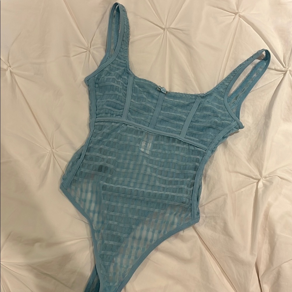 Sheer Vintage Blue Bodysuit